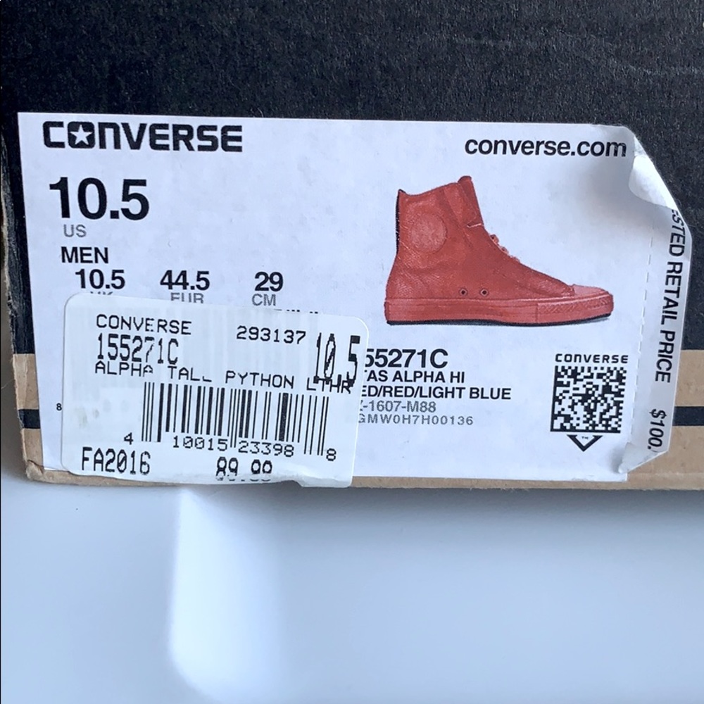 CONVERSE All Star Hi Alpha in Red Python Men 10.5 - Picture 5 of 8